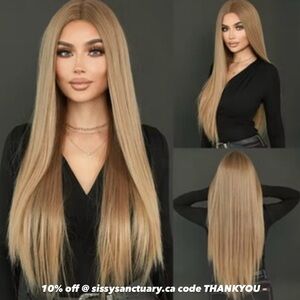 High Quality Sissy Crossdresser Long Straight Wig Blonde Gorgeous 31.5 inch